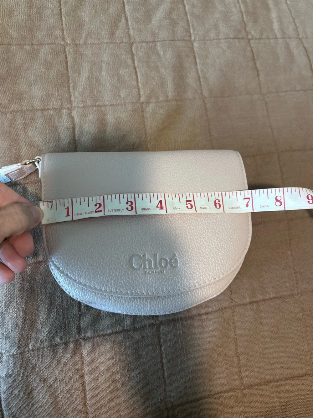 Chloé Light Blush Pebbled Leather Wristlet Clutch